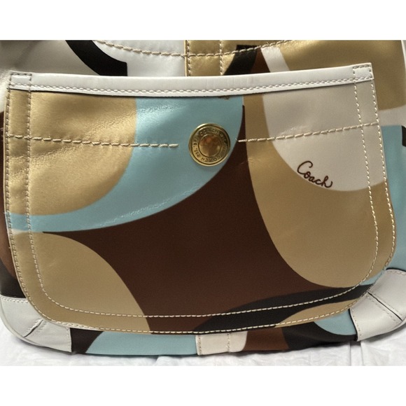 Coach Y2K Ltd Ed Ergo Multi Color Signature Scarf Print Shoulder Tote Bag Purse - Picture 3 of 16